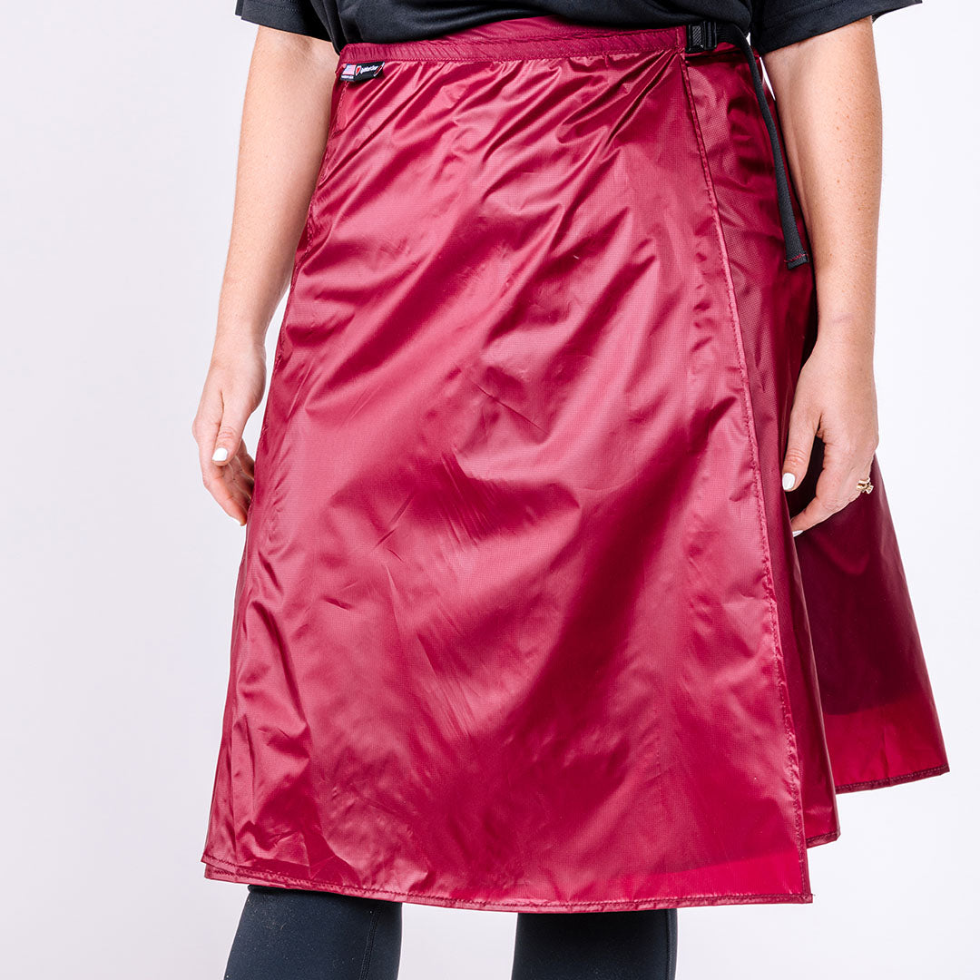 Red ultralight rain skirt knee length.